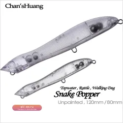 Chan’sHuang 20 шт. неокрашенных заготовок для воблеров-попперов с погремушкой для самостоятельного изготовления
