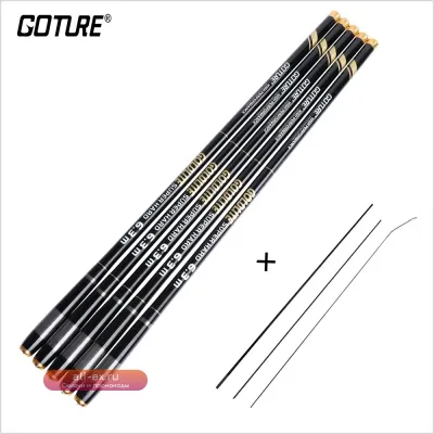 Удочка Goture GOLDLITE телескопическая 3.6-7.2м, карбон, ультралегкая, пресноводная