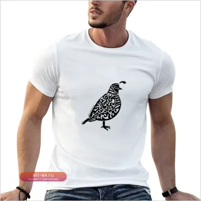 Футболка мужская California Quail "Tribal Design", хлопок, оверсайз, графическая, подарок