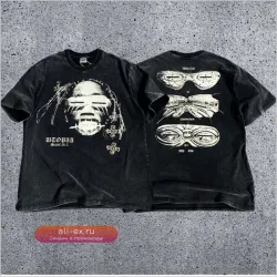 Футболка с принтом "Святой" в стиле хип-хоп, унисекс, с эффектом состаривания