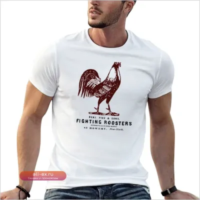 Vintage Fighting Roosters T-Shirt для мужчин