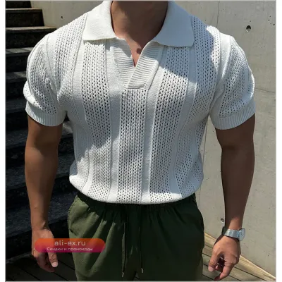 Мужская летняя рубашка-поло 2025 Корейский стиль Slim Fit, легкая сетка, короткий рукав