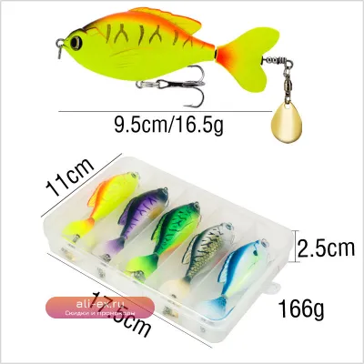 Topwater воблер VIB 9.5см/16.5г Whopper Popper с вращающимся хвостом