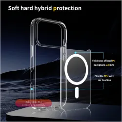 Прозрачный магнитный чехол для iPhone 17 16 15 Pro Max Plus с защитой от падений и царапин