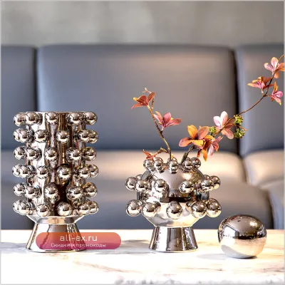 Ваза-шар Artisan Luxury Silver Mirror-Plated для центра стола