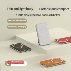 Магнитный повербанк 10000 мАч для MagSafe с подставкой, беспроводная быстрая зарядка, портативная батарея для iPhone, механический стиль