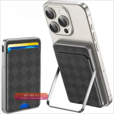 Магнитный Power Bank 5000mAh Card Bag с подставкой, беспроводная зарядка и запасная батарея для iPhone и Xiaomi