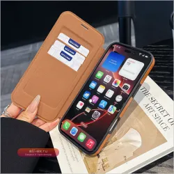 Чехол-бумажник из роскошной кожи с магнитной защелкой для iPhone 17 16 E 15 14 13 12 11 Pro Max с поддержкой беспроводной зарядки и кардхолдером