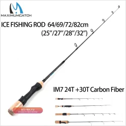 Удочка для зимней рыбалки Maximumcatch Lightweight Ice Fishing Rod IM7 Carbon Fiber