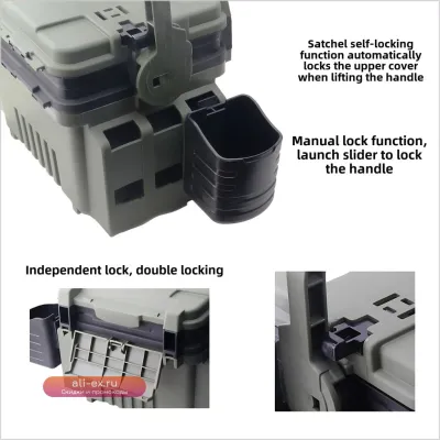 Ящик для рыболовных снастей ILURE Big Fishing Tool Box с держателем для удилища и подстаканником