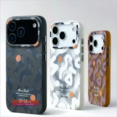 Чехол-накладка для iPhone 17 Pro Max/Pro, матовый, магнитный, полупрозрачный, с граффити, антивандальный
