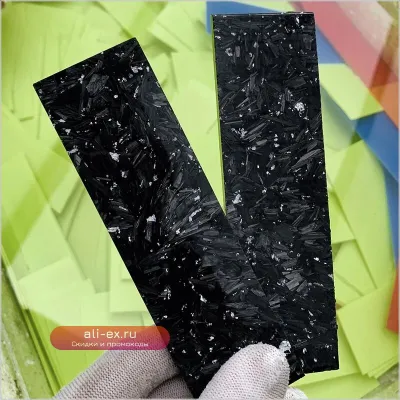 Материал для рукояти ножа из карбона Marbled CF Shred, серебристый, для самостоятельного изготовления