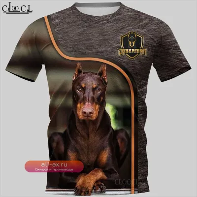 Футболка HX 2021 Doberman 3D Print Harajuku Streetwear Oversized