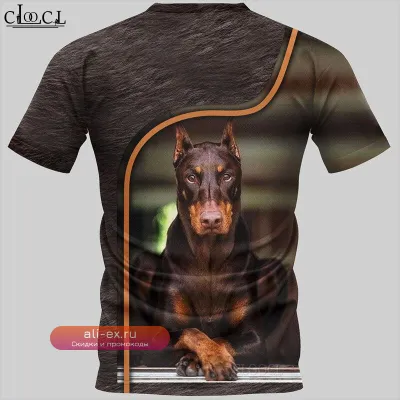 Футболка HX 2021 Doberman 3D Print Harajuku Streetwear Oversized