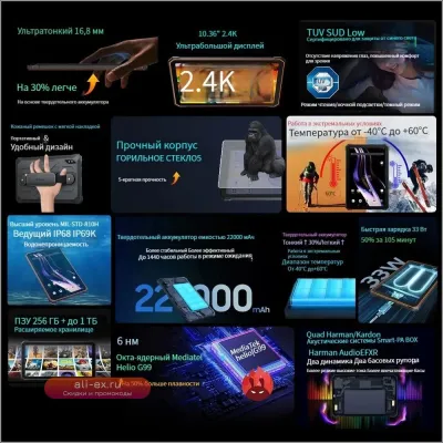 Blackview Active 8 Pro 8/256GB Android 13 10.36" 2.4K 22000mAh 33W