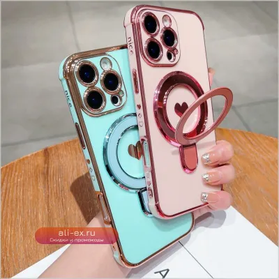Прозрачный чехол-подставка из ТПУ для iPhone 16/15/14/13/12/11 Pro Max Plus для девушек