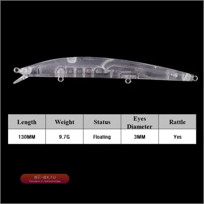 Приманка для рыбалки Chan'sHuang Floating Minnow 13 см, 9.7 г, с погремушкой, DIY