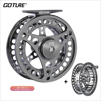 Катушка для нахлыста Goture 3/4, 5/6, 7/8, 9/10, 8кг, CNC, с запасной шпулей