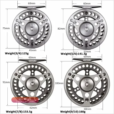Катушка для нахлыста Goture 3/4, 5/6, 7/8, 9/10, 8кг, CNC, с запасной шпулей