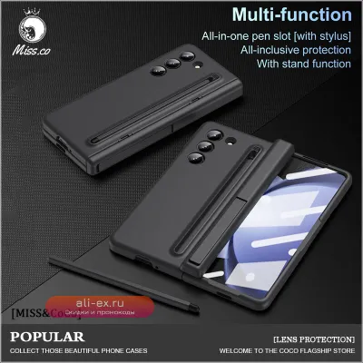 Чехол-книжка Luxury Fold Stand для Samsung Galaxy Z Fold 6/5/4 с поддержкой стилуса и матовым покрытием