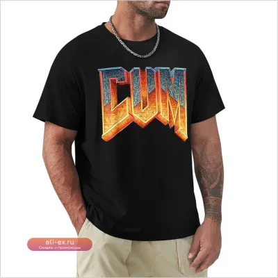 Футболка с принтом "Doom-Cum Game" - летняя новинка 2025