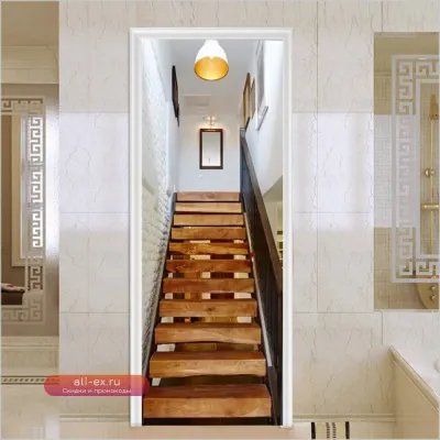 Водонепроницаемая самоклеящаяся 3D фотообои-наклейка "Лестница" для декора стен