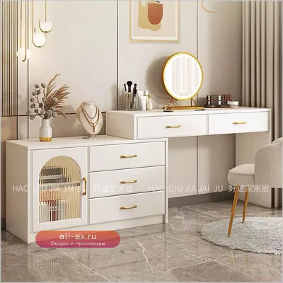 Туалетный столик для спальни с зеркалом и хранением Modern White