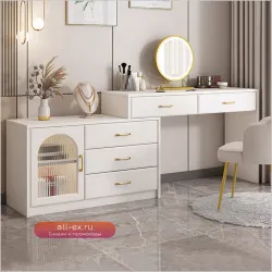 Туалетный столик для спальни с зеркалом и хранением Modern White