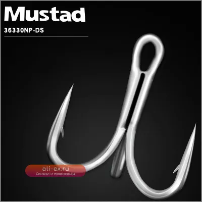 Крючки тройные Mustad 36330 Strong Sharp Solid Barbed для глубоководной рыбалки