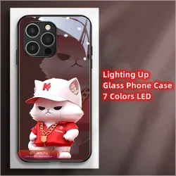 Чехол для Samsung S24 S23 S22 S21 S20 FE Note 20 Ultra с LED подсветкой "Милый 3D Кот"