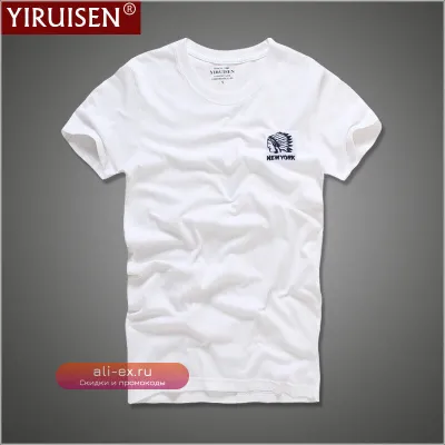 Футболка мужская Solid Embroidery YiRuiSen хлопковая дышащая с коротким рукавом винтажная модная