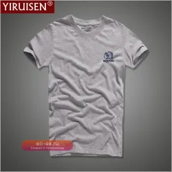 Футболка мужская Solid Embroidery YiRuiSen хлопковая дышащая с коротким рукавом винтажная модная