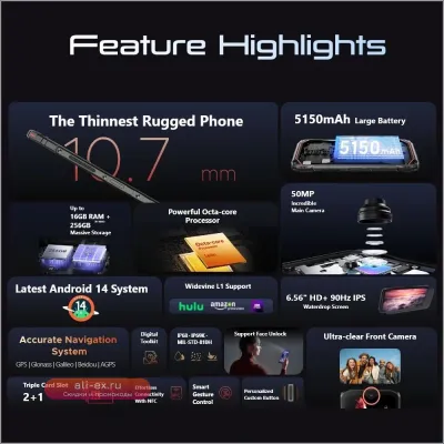 Защищенный смартфон DOOGEE Blade10 Pro Global Version Android 14 6/256GB 50Мп