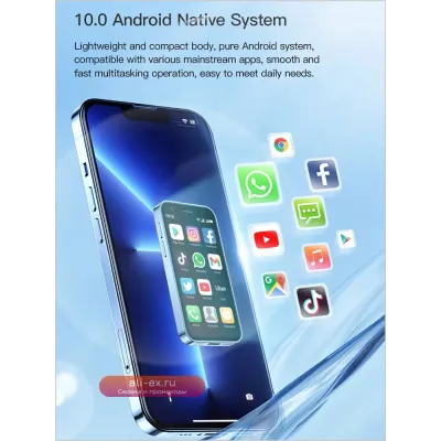 SOYES XS16 Mini 3.0" Смартфон 4G LTE 3/64GB Android 10.0 Quad Core Type C