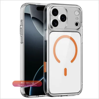 Прозрачный чехол Magsafe Original с кнопкой Active Touch для iPhone 17 / 17Pro / 17Pro Max с беспроводной зарядкой
