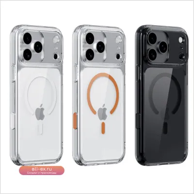 Прозрачный чехол Magsafe Original с кнопкой Active Touch для iPhone 17 / 17Pro / 17Pro Max с беспроводной зарядкой