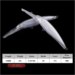 Незакрашенные заготовки для воблеров Chan’sHuang Minnow 19см 45г, 5 шт.