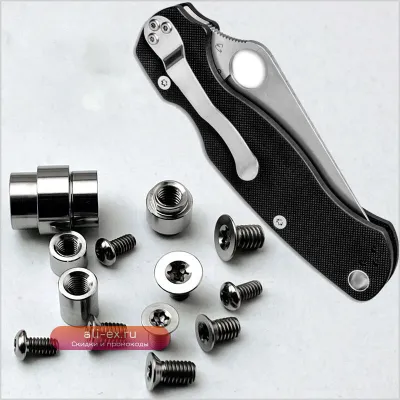 Винты рукояти из титанового сплава TC4 для ножа Spyderco Paramilitary 2 C81 с опорным валом и трубой для темляка