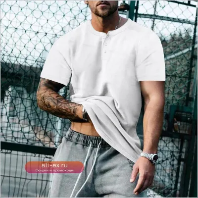Футболка с круглым вырезом для мужчин 2025, больших размеров, однотонная, короткий рукав, приталенная