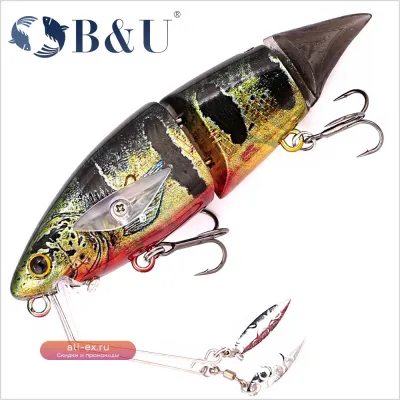 B&U 10см плавающие составные воблеры Glide Spinner S-образной формы для ловли окуня и щуки с изменяемой глубиной