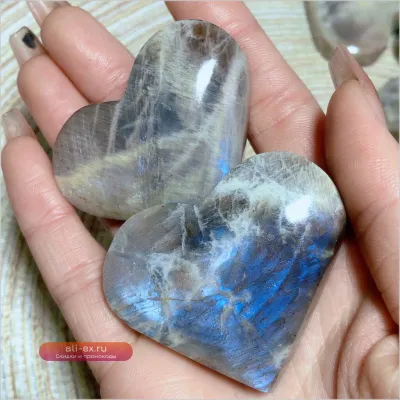 Кулоны из радужного лунного камня "Сердце", натуральные камни с синей вспышкой, высококачественные целебные украшения для дома и офиса