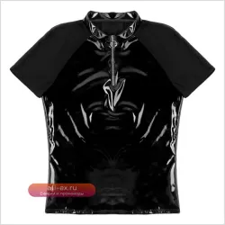 Мужская футболка из эко-кожи и сетки для фитнеса и ночных клубов 2025