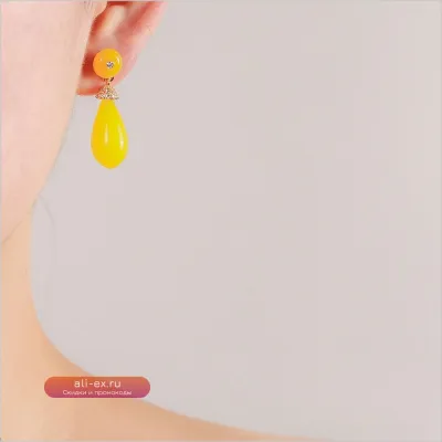 Серьги из циркона в китайском стиле Bilincolor Yellow для женщин