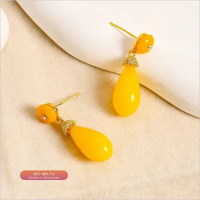 Серьги из циркона в китайском стиле Bilincolor Yellow для женщин