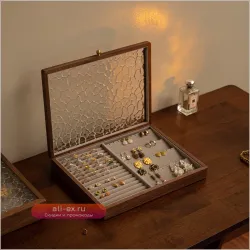 Шкатулка для хранения серег и колец - деревянная, изысканная, свадебный подарок