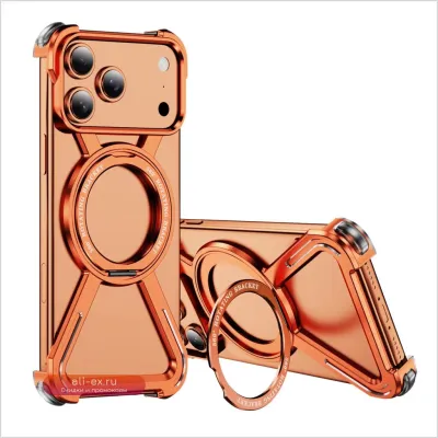 Алюминиевый противоударный чехол-броня для iPhone 13-17 Pro Max Plus с магнитом