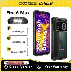 DOOGEE Fire 6 Max 5G: Защищенный смартфон с тепловизором, Dimensity 7050, 20800 мАч
