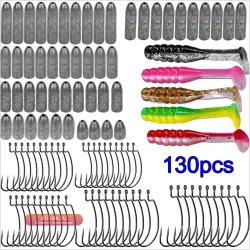 Набор для Техасских и Каролинских оснасток: 130 шт. грузила 1.8-6г, крючки #2-#3/0, силиконовые приманки