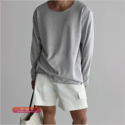 Футболка Lazy Style с полым вязаным узором, мужская, однотонная, с круглым вырезом, шелковистая, мягкая, свободная, с длинным рукавом, защита от солнца