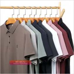 Мужская летняя футболка-поло из эластичного трикотажа с коротким рукавом